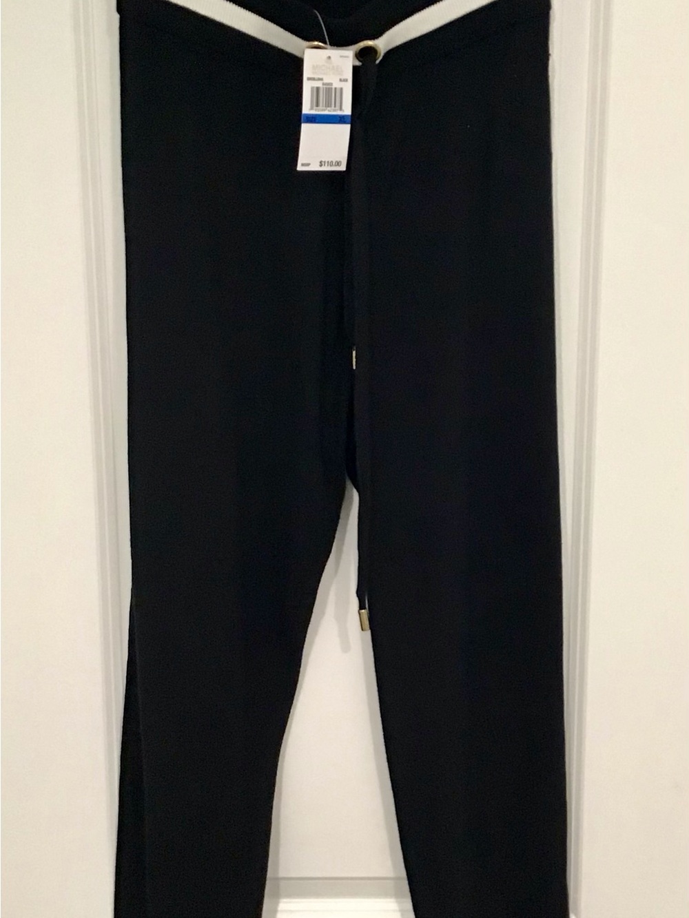 Michael Kors Black Track Joggers with White Waistband Trim